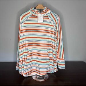 NWT Lularoe Amber Hoodie 
Multicolor Stripe Sunset Colors